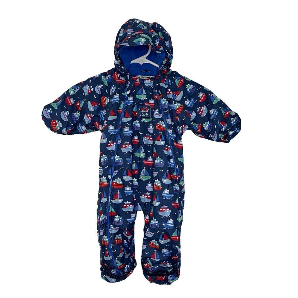Jojo Maman Bebe All in one boy Snowsuit size 3-6 Months Blue Nautical Theme‎ - Picture 7 of 7